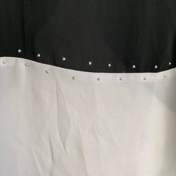 ⭐️  Bebe • Black & White Chiffon Studded Open Back Top - Picture 2 of 5